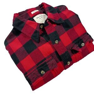 Abercrombie Fitch Red Buffalo Plaid Flannel Shirt Super Soft Men's L